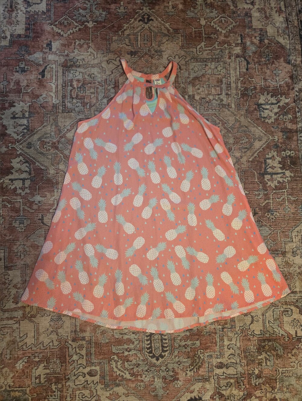 Jadelynn Brooke Coral Pineapple Dress Large